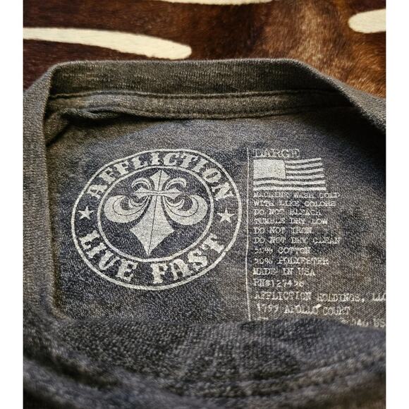 Affliction AC Cali Motors A18488 Men`s New Charcoal/Black Short Sleeve T-shirt - Picture 5 of 7